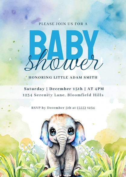 Baby Elephant Baby shower invitation