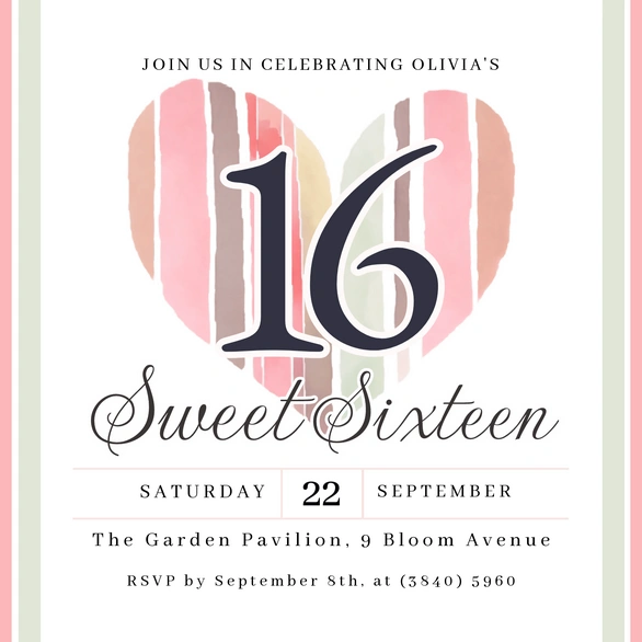 Sweet Sixteen Birthday Party Invitation