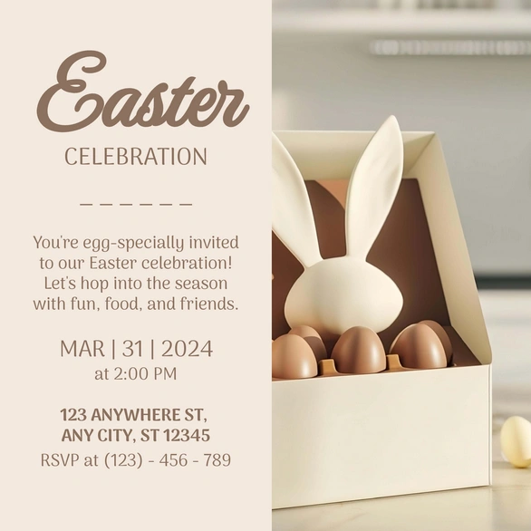 Easter invitation with chocolates and bunny ears