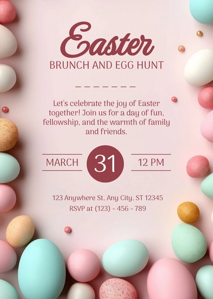 Easter event invitation for brunch and egg hunt