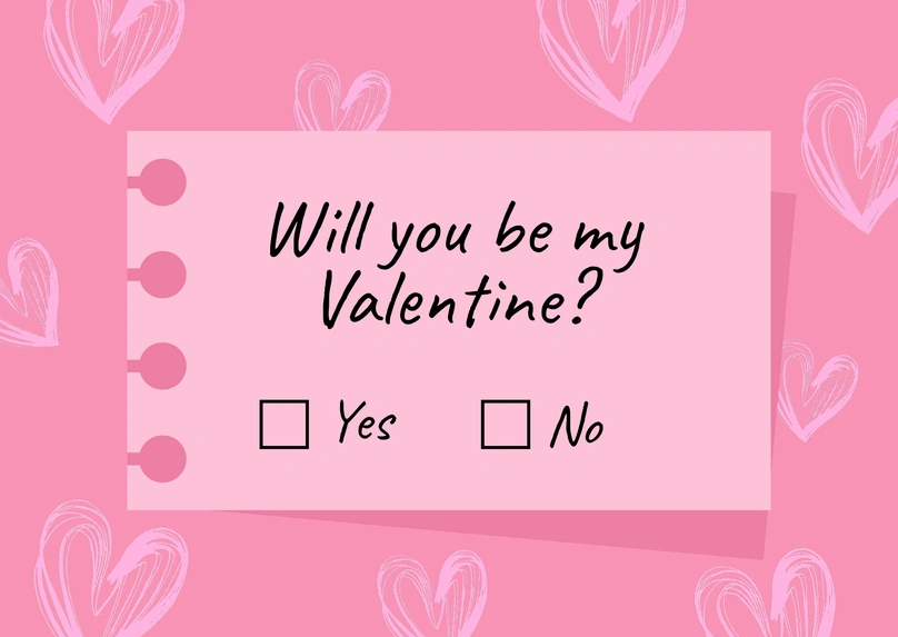 Interactive Valentine\'s proposition card with check boxes