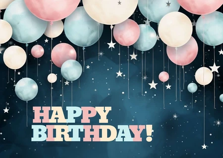 Celestial Balloon Happy Birthday Card
