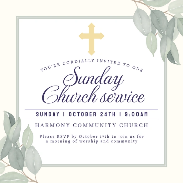 Invitation to a church service event