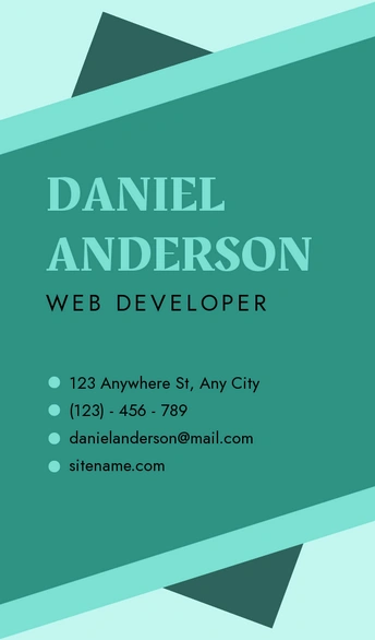 Business card of Daniel Anderson, a web developer
