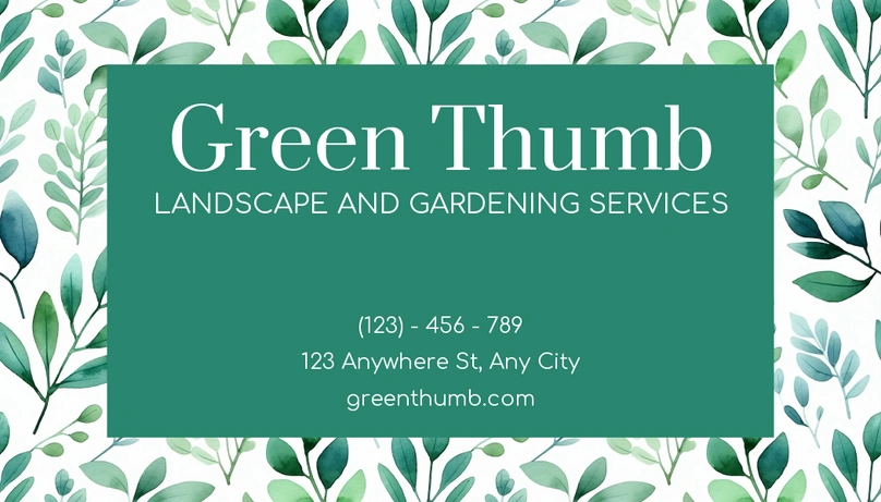 Business advertisement for a gardening service