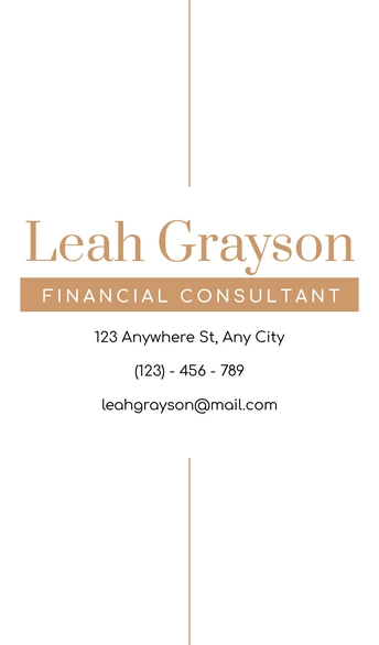 A minimalist business card for a financial consultant named Leah Grayson.