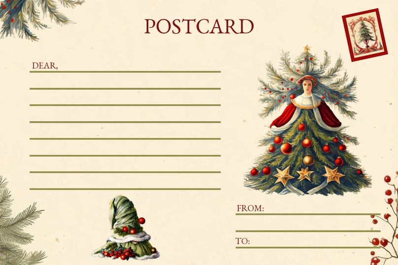 Victorian Christmas Tree Illustration