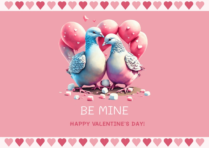 Valentine\'s Day Lovebirds and Balloons