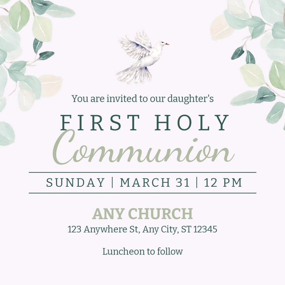 First Holy Communion Event Invitation