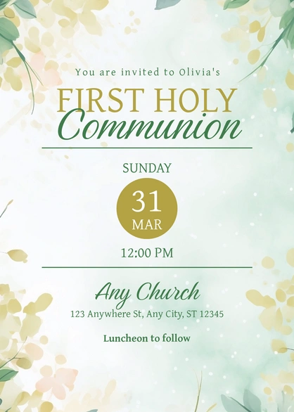 First Holy Communion Event Invitation