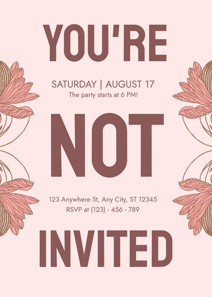 An invitation card with a humorous twist