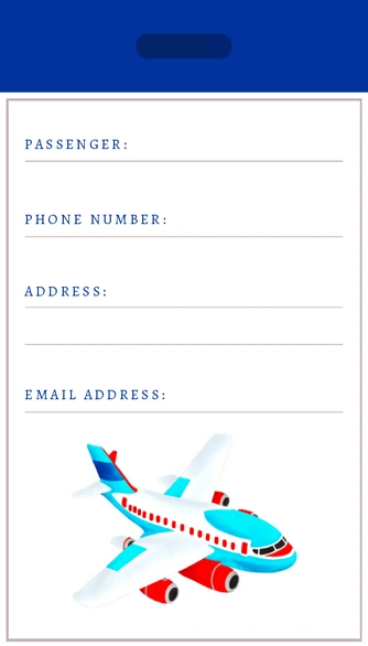 A template of a boarding pass with sections for passenger information and an airplane graphic