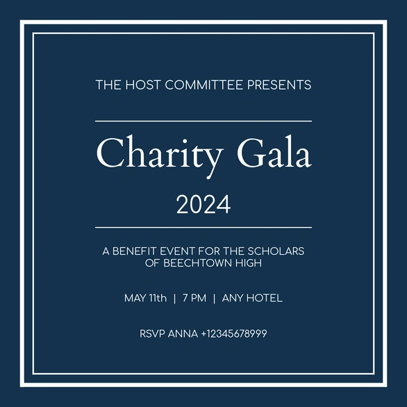 A charity gala invitation