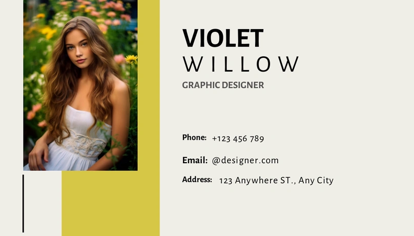 A business card for a graphic designer named Violet Willow