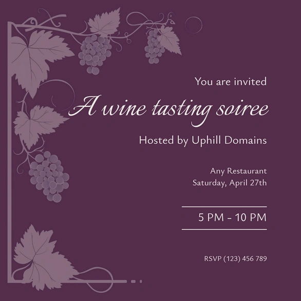 Wine tasting event invitation card