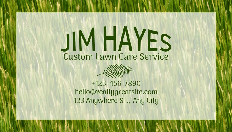 Business card of a lawn care service provider