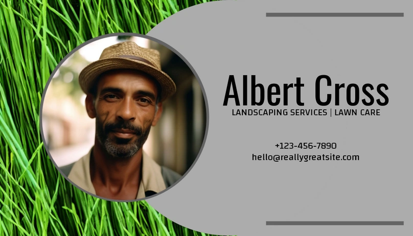 A professional business card for a landscaping service