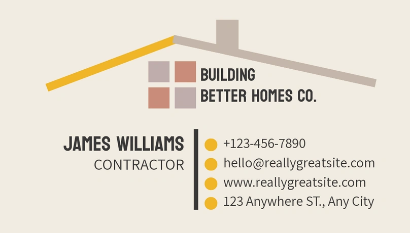 A minimalistic business card for a construction contractor named James Williams.