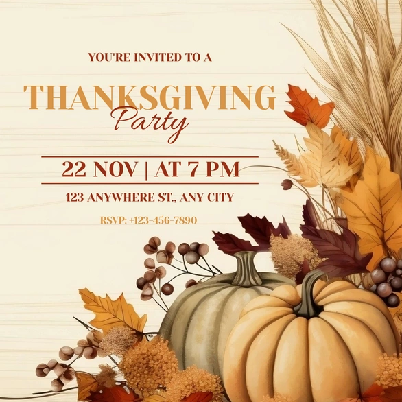 Thanksgiving Party Invitation Card