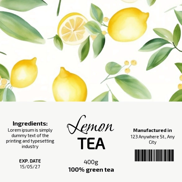 Label design for lemon tea packaging