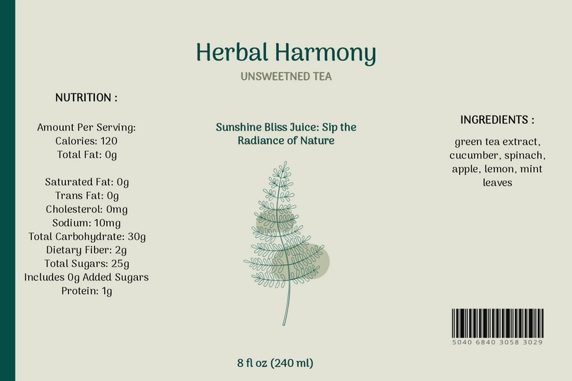 Herbal Harmony Tea Label
