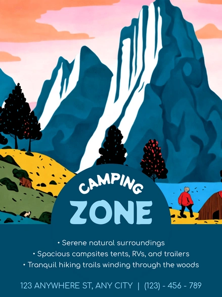 An advertisement poster for a camping site