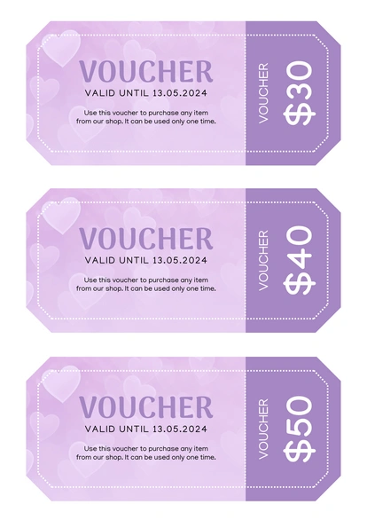 Vouchers for discounts at a store