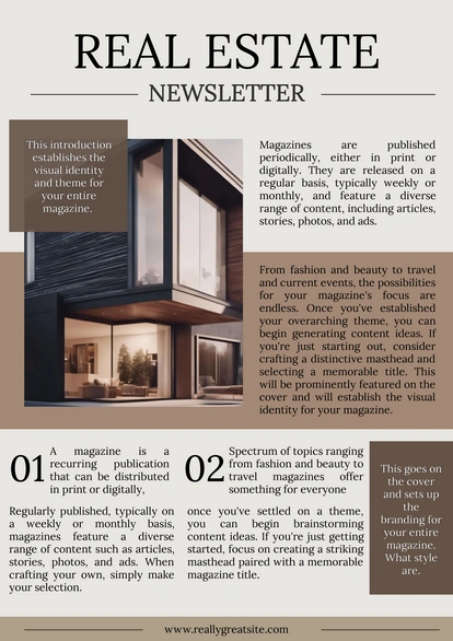A template for a real estate business newsletter