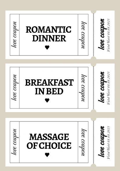 Set of love coupons