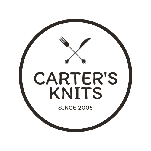 Fork and knife logo for Carter's Knits