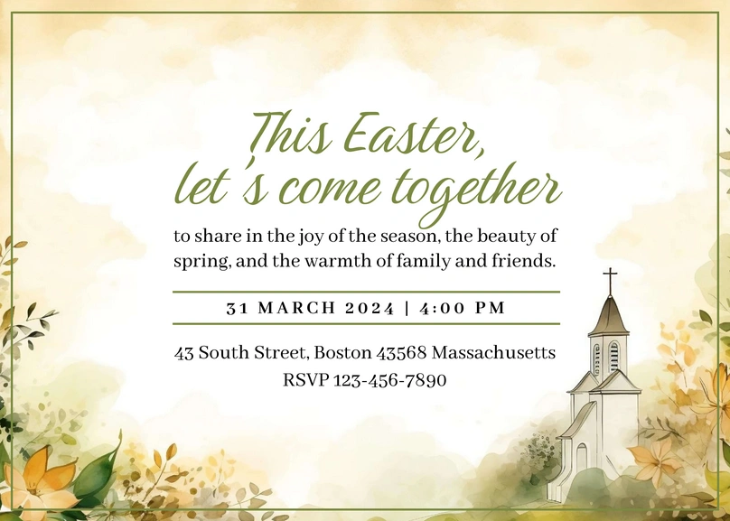 A formal invitation to an Easter gathering event