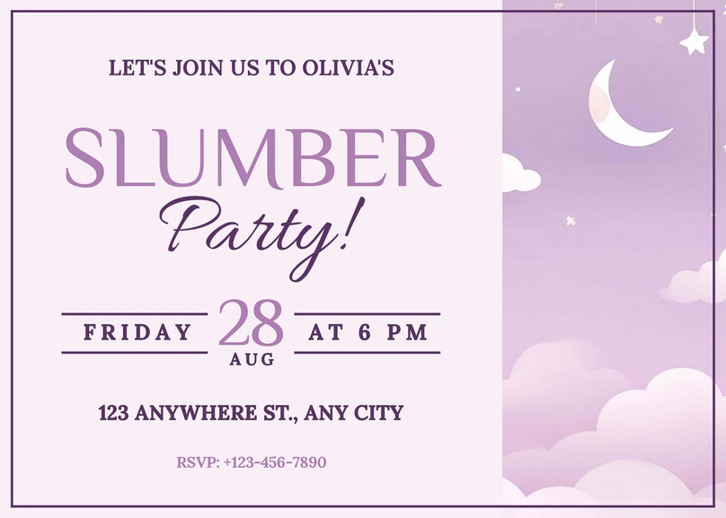 Invitation to a slumber party event