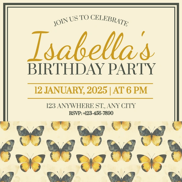 Birthday Party Invitation for Isabella