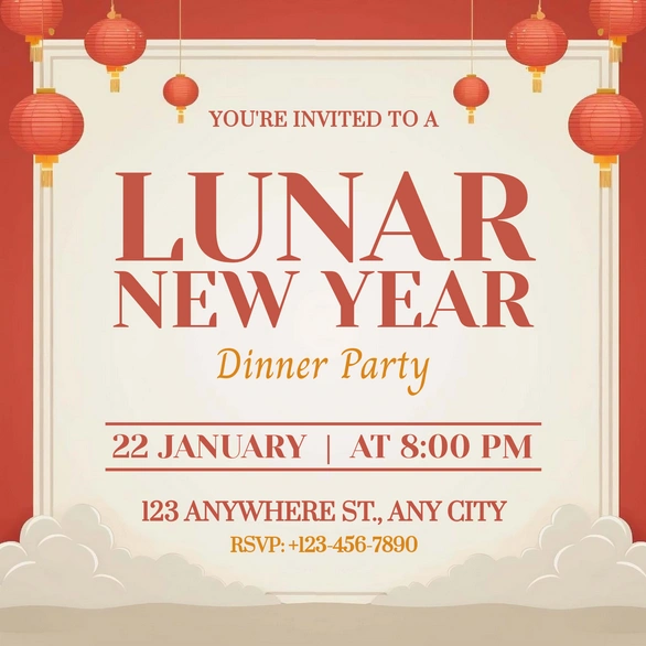 A modern design invitation for a Lunar New Year dinner party