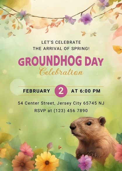 Groundhog Day Event Invitation