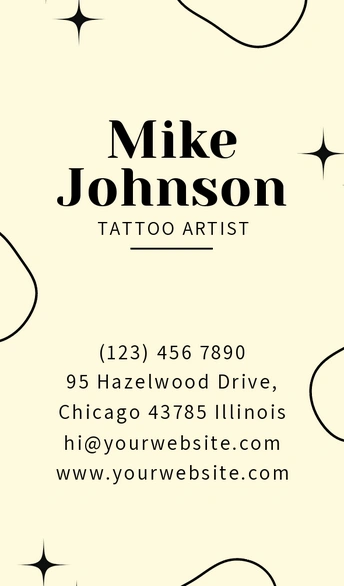 Business card of Mike Johnson, a tattoo artist