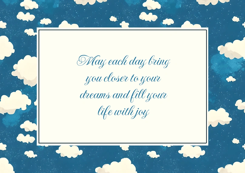 Graphic design with clouds and sky background with an inspirational quote