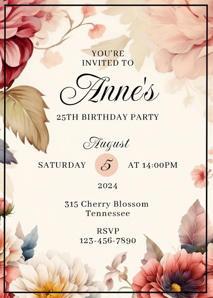 25th Birthday Party Invitation