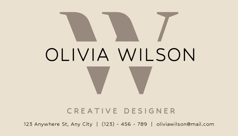 A business card for Olivia Wilson, a Creative Designer