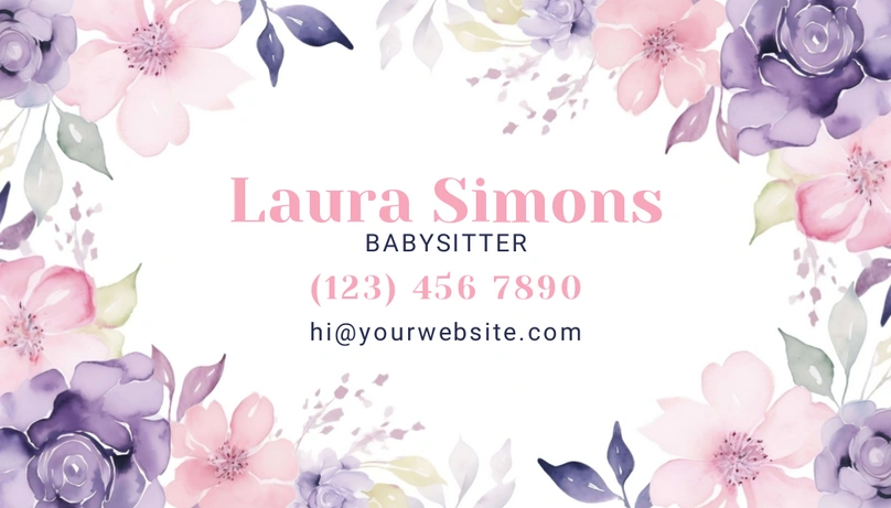 Babysitter's Personal Contact Information Card