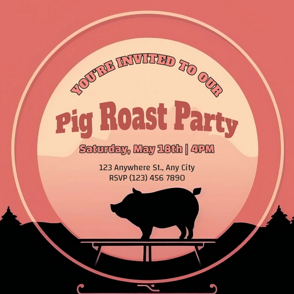 Pig roast event invitation