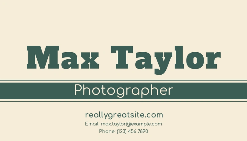 Business card of Max Taylor