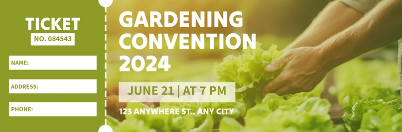 Event ticket for a gardening convention