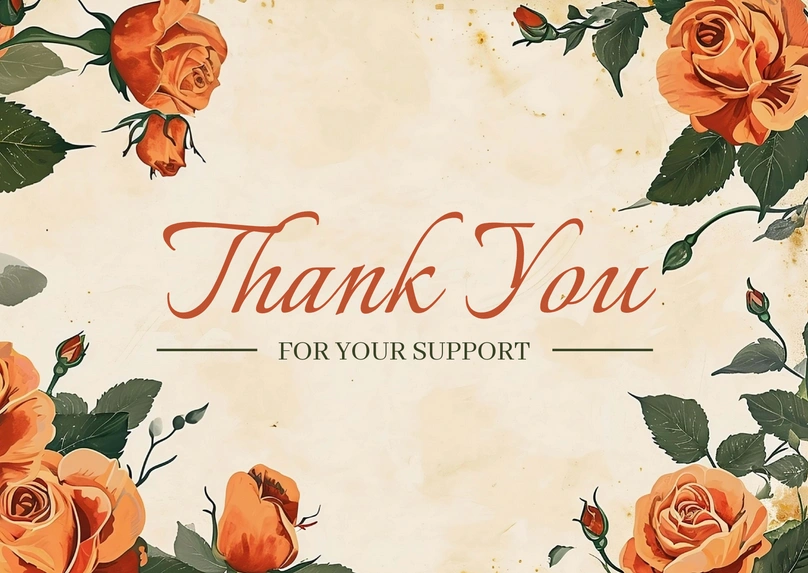 A thank you card with floral design