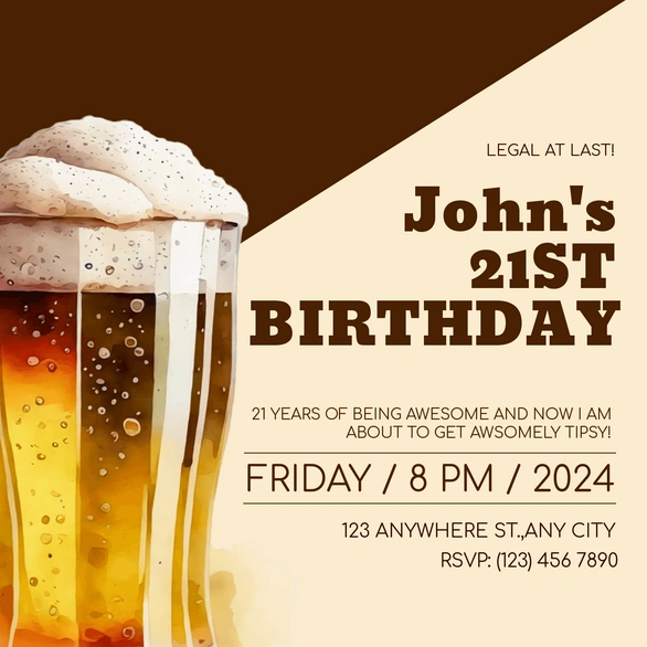 21st Birthday Party Invitation