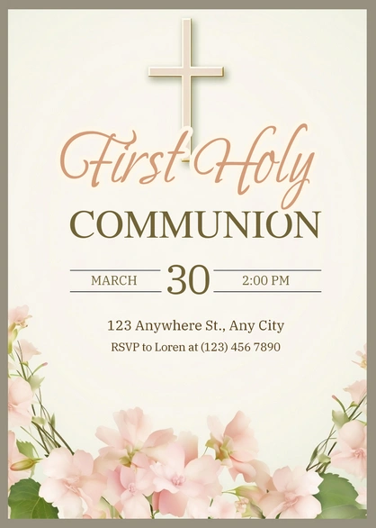An invitation card for a First Holy Communion event