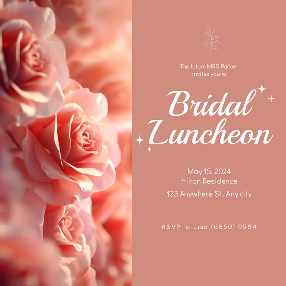 A floral invitation card for a bridal luncheon event.