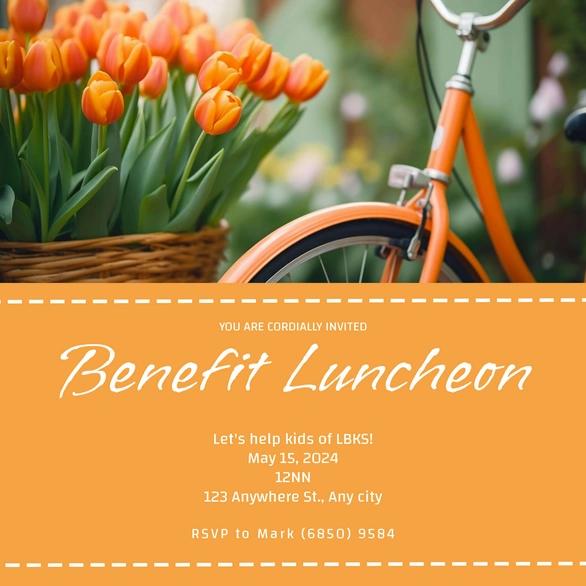 Invitation card for a charity benefit luncheon event