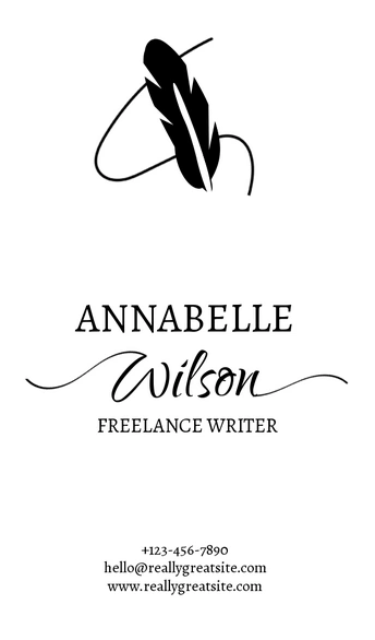 Business card of Annabelle Wilson, a freelance writer