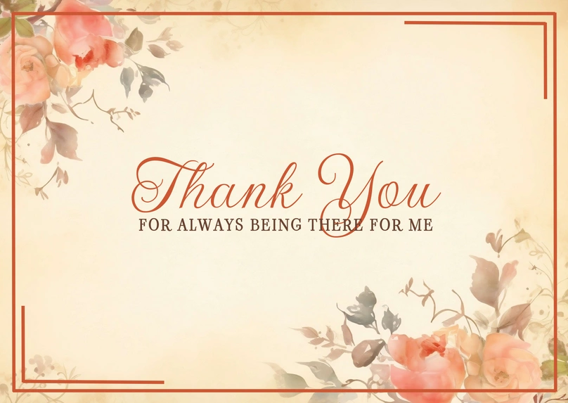 A 'Thank You' card with floral design
